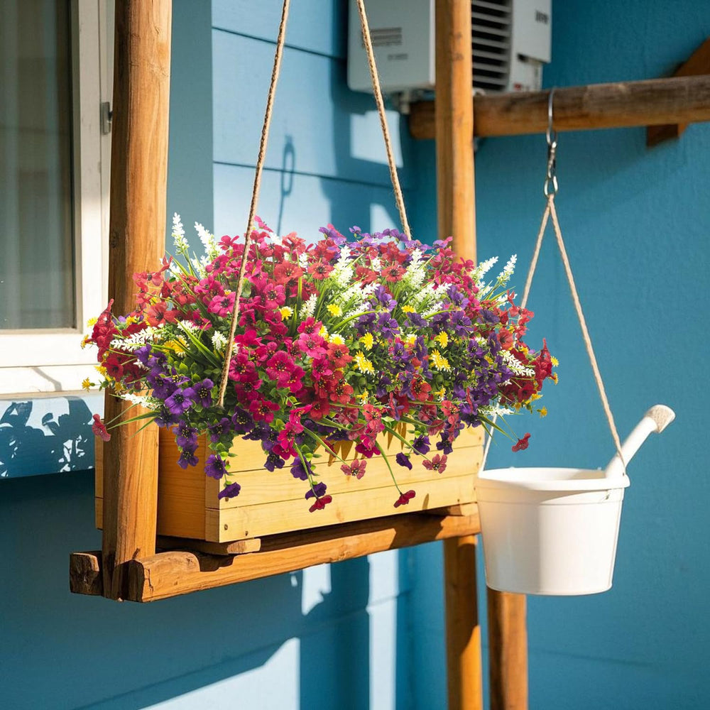 Grunyia 20 Bundles Artificial Flowers Outdoor No Fade UV Resistant Fake Plast...