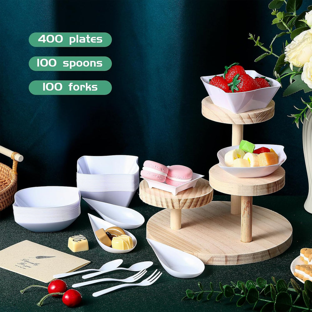 800 Pcs Mini Appetizer Plates Disposable, Classic Style, White