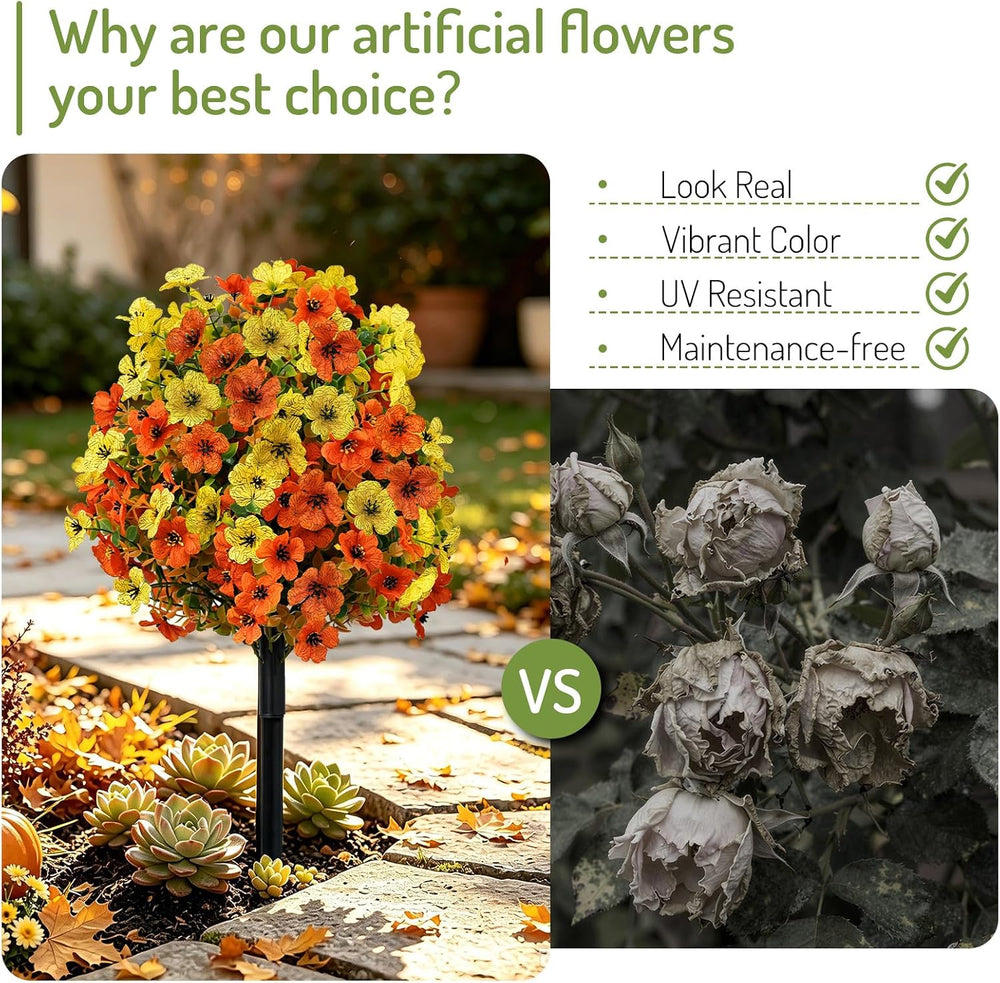 2 Pcs 22" Fall Mums Topiary Balls, Artificial Flower for Outdoors