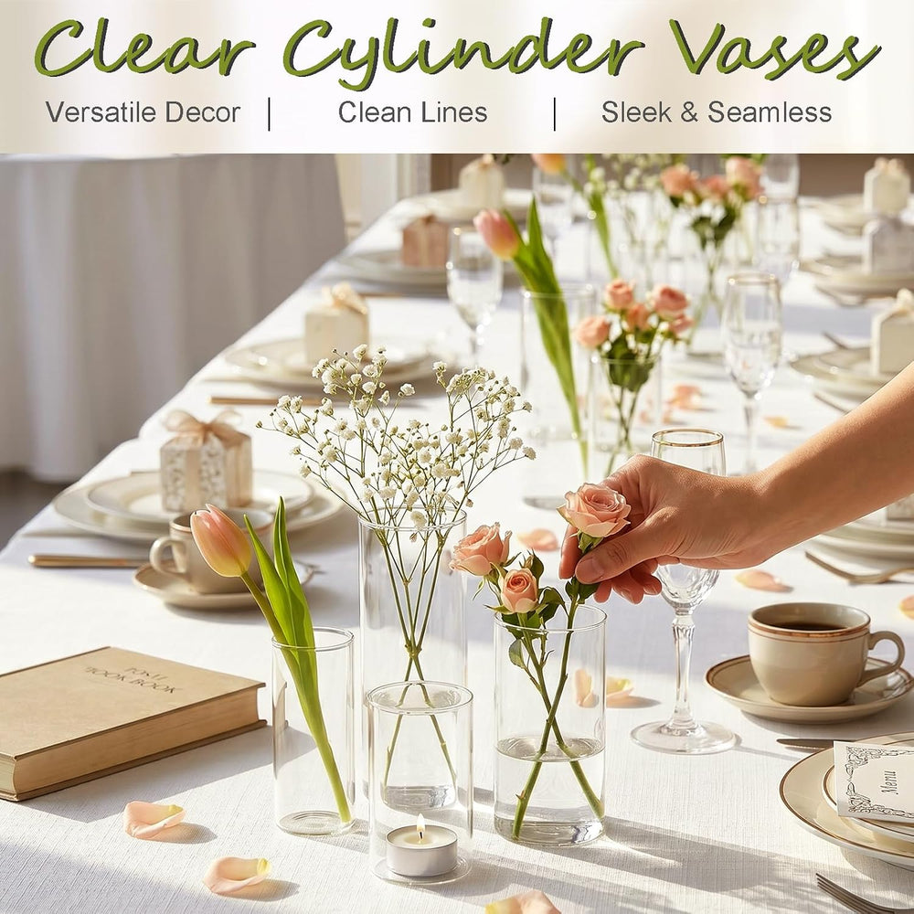 Glass Vases for Centerpieces 24 Pack, 4/5/6 Inch Clear Vases