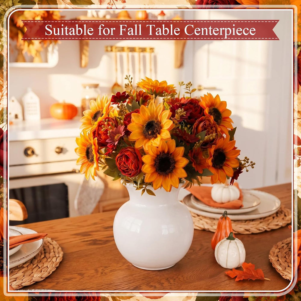 12 Pcs Artificial Fall Silk Flower Bouquets, Thanksgiving Decor