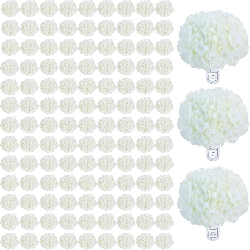 AVIVIHO 105pcs Fake Flowers White Hydrangea Artificial Flowers Bulk