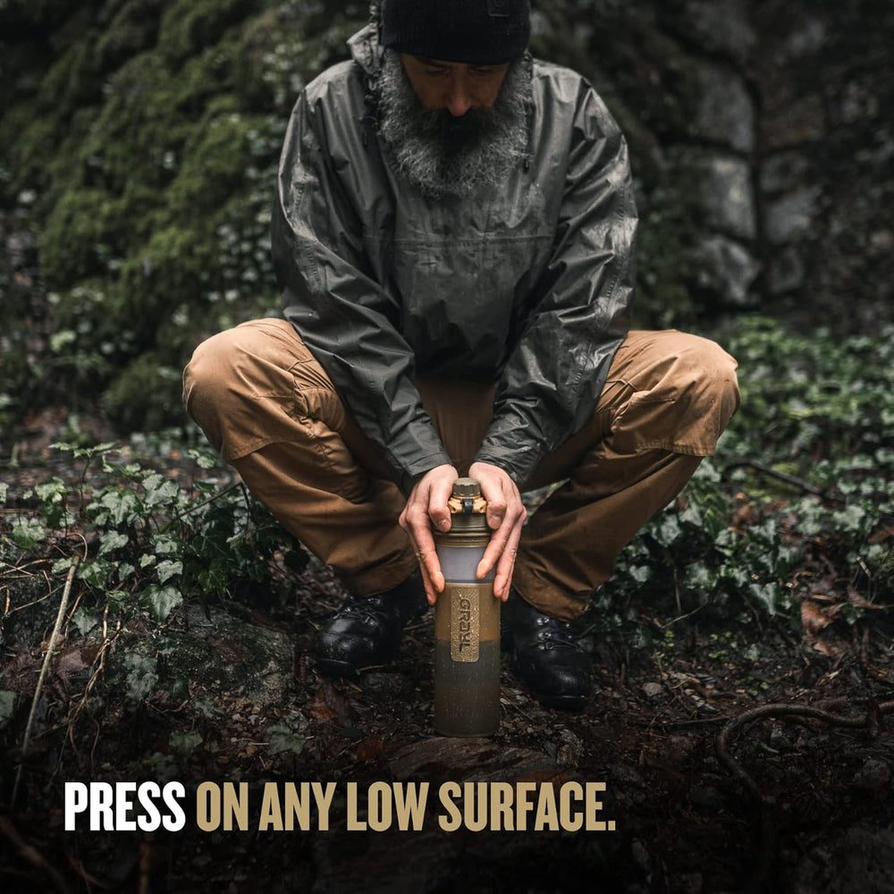 GRAYL GeoPress 24 oz Water Purifier & Water Filter Bottle, Coyote Brown