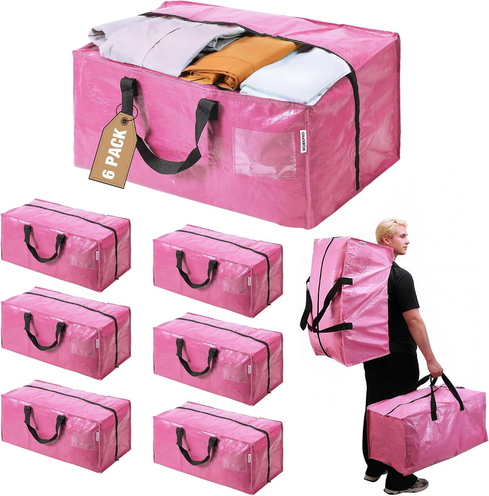 WORKPRO 6 Pack Extra Large Moving Bags with Backpack Straps & Handles