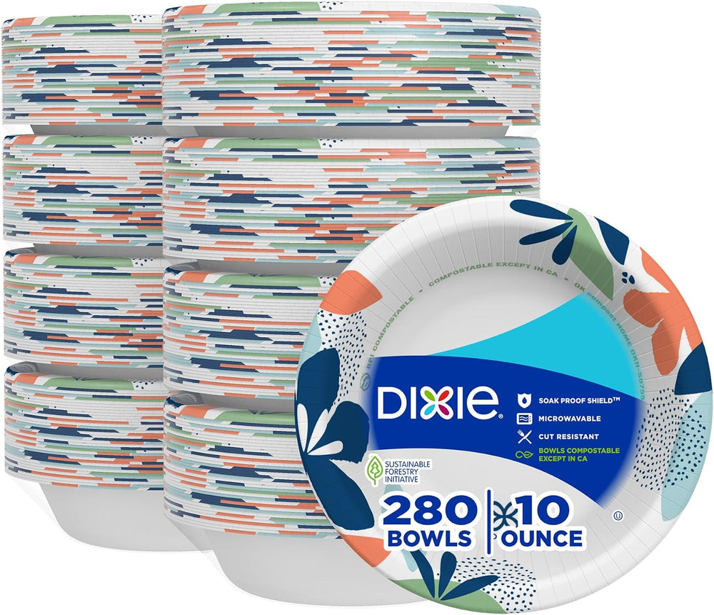 Dixie Small Paper Bowls, 10 Oz Disposable Bowls for Snacks, 280 Count