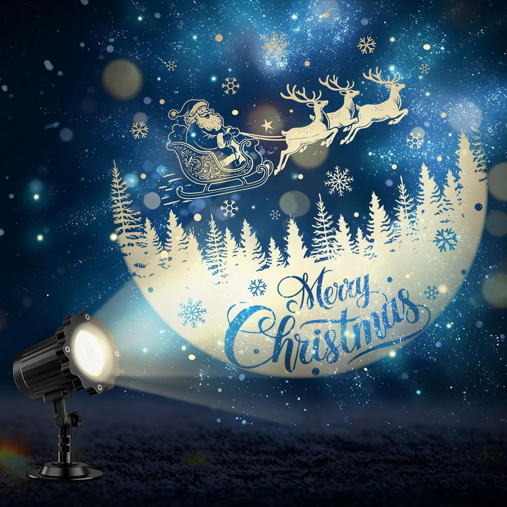 Christmas Projector Light with 3D Santa Claus Patterns for Yard