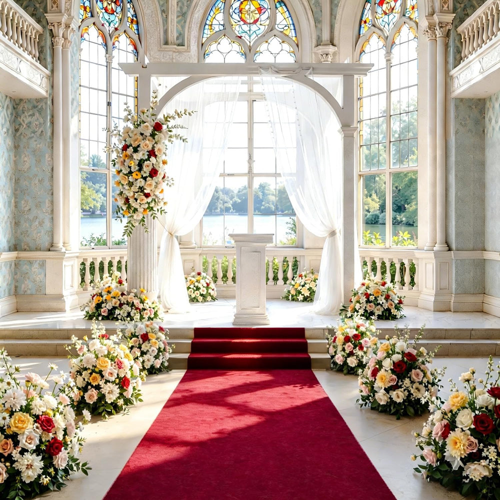 FUHSY Aisle Runner Burgundy Velvet Aisle Runners 4FTx20FT Wedding Aisle Floor...