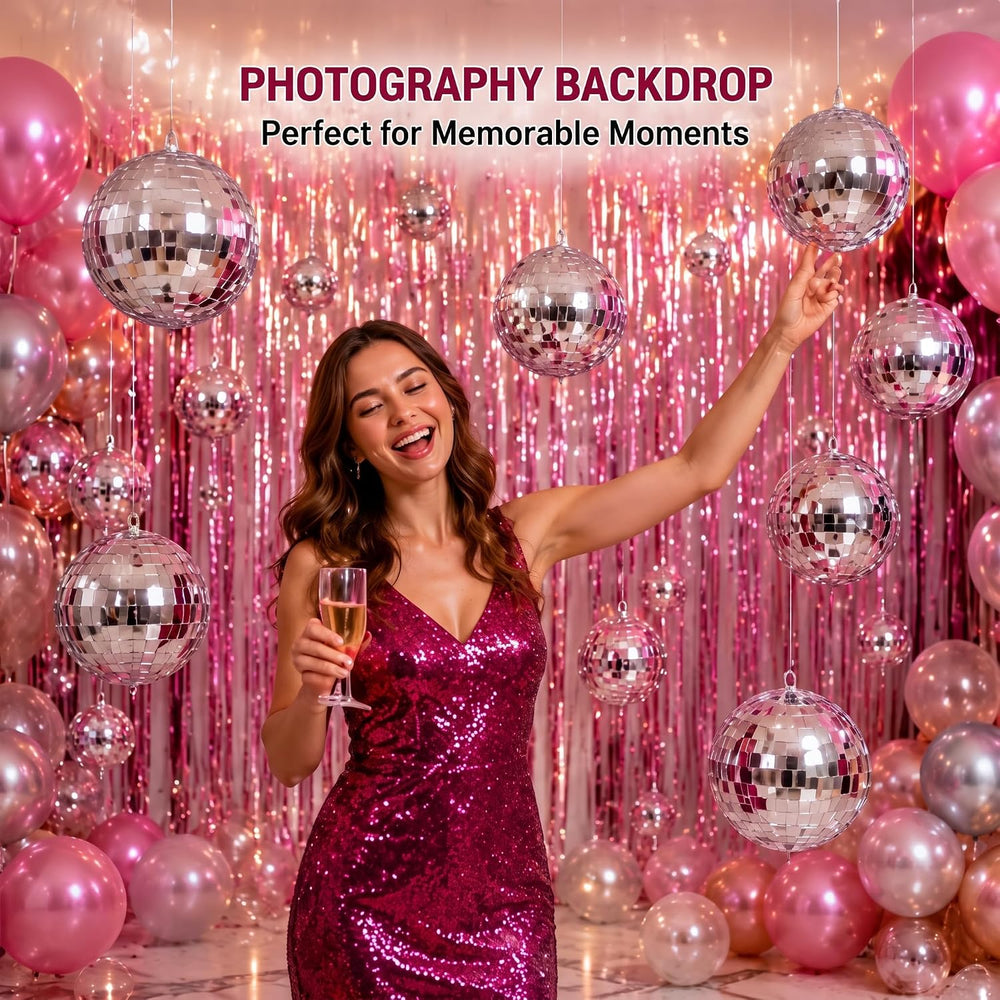 Funtery 100 Pcs Disco Balls Bulk Silver,0.8'',1.6'',2.4'&...