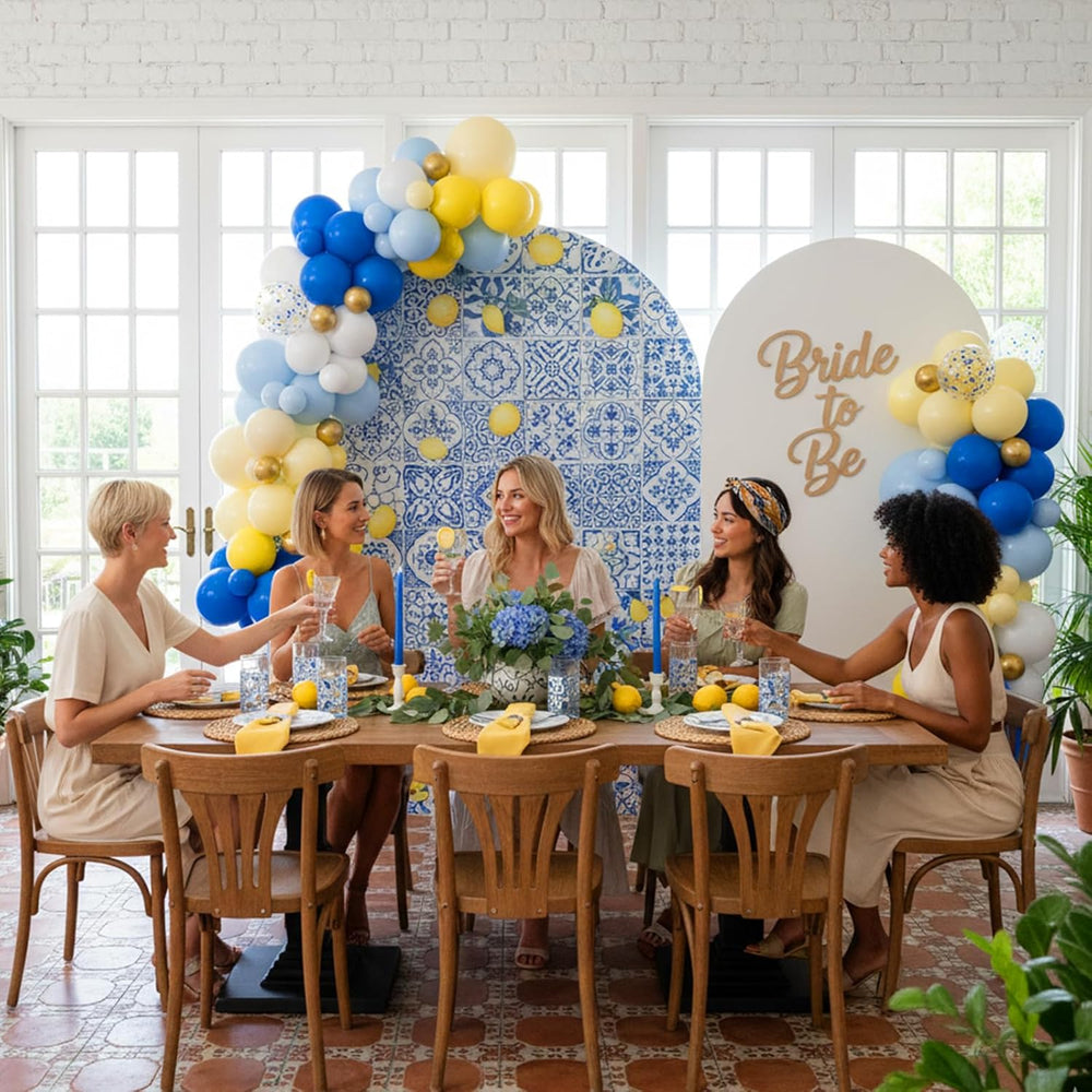 160pcs Royal Blue Yellow Lemon Balloon Arch Kit for La Dolce Vita Party Decor...