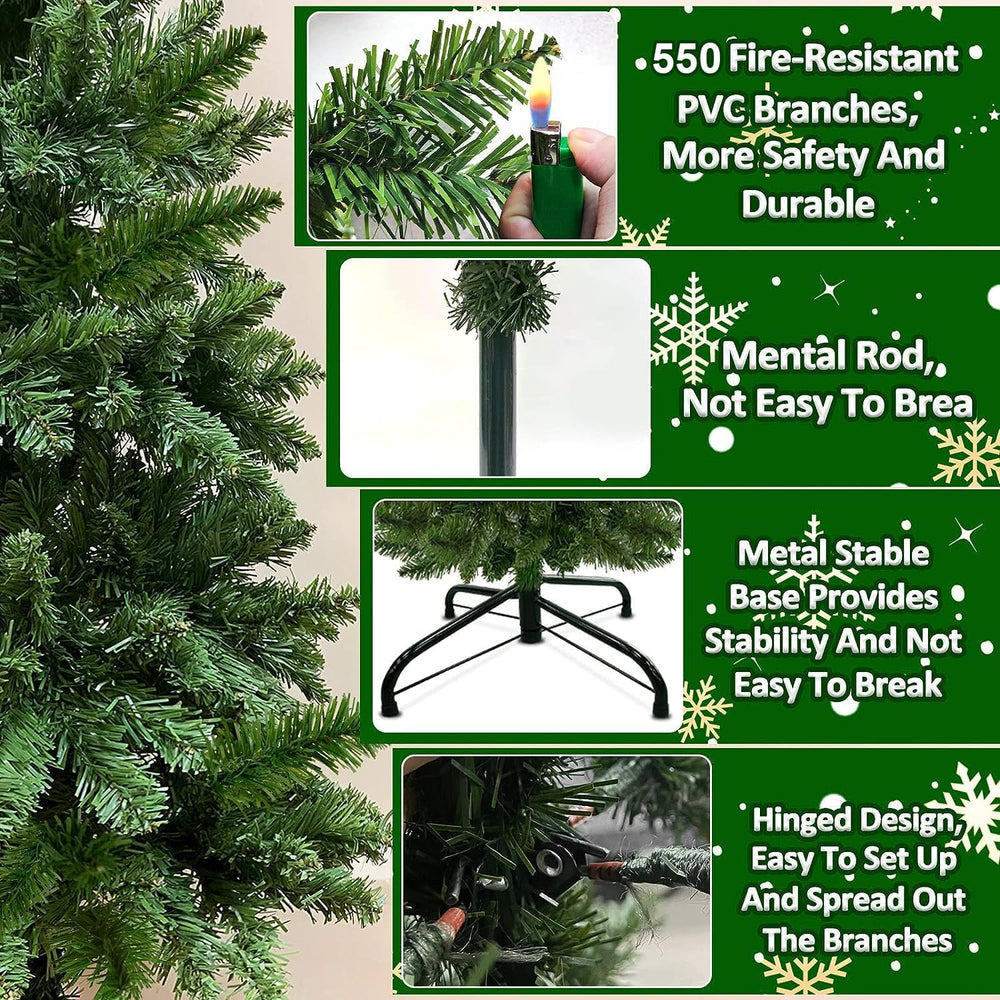 5 Ft Pencil Christmas Tree with 550 Realistic Spruce Branch Tips