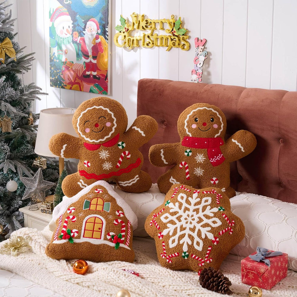 Lanpn Christmas Gingerbread Man Pillows Set of 2, Christmas Decoration Winter...