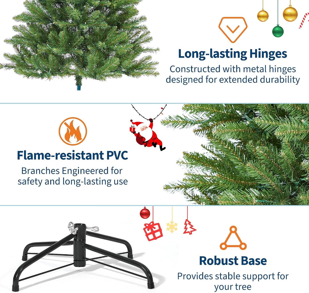 GAOMON 7.5ft Prelit Noble Fir Wide Artificial Christmas Tree w/RGBW Light