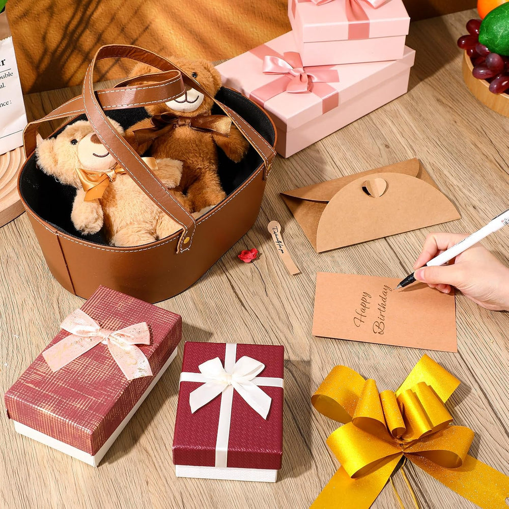 Wonderjune Empty Baskets for Gift Leather Thanksgiving Gift Bags, Brown