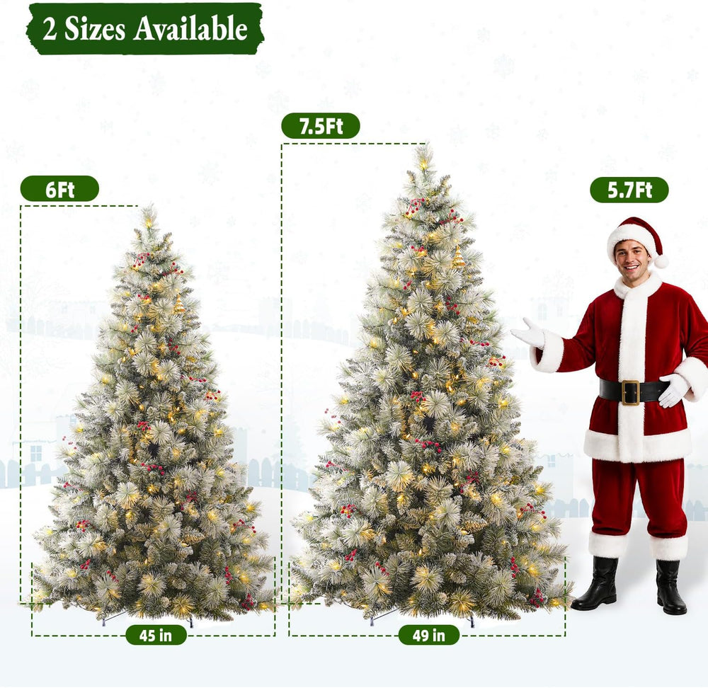 Hykolity 6 ft Prelit Snow Flocked Christmas Tree with 250 Warm White LED Ligh...
