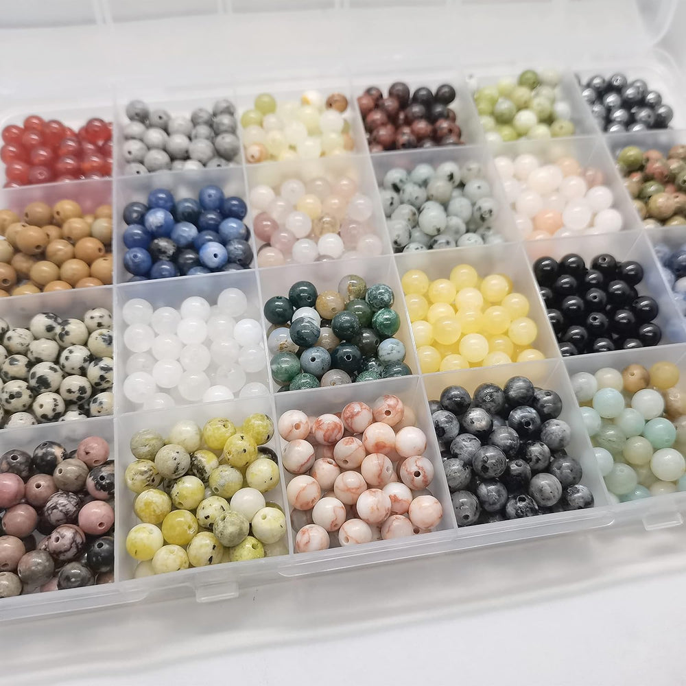960pcs 6mm Natural Gemstone Beads Crystal Bracelet Jewelry Making Kit