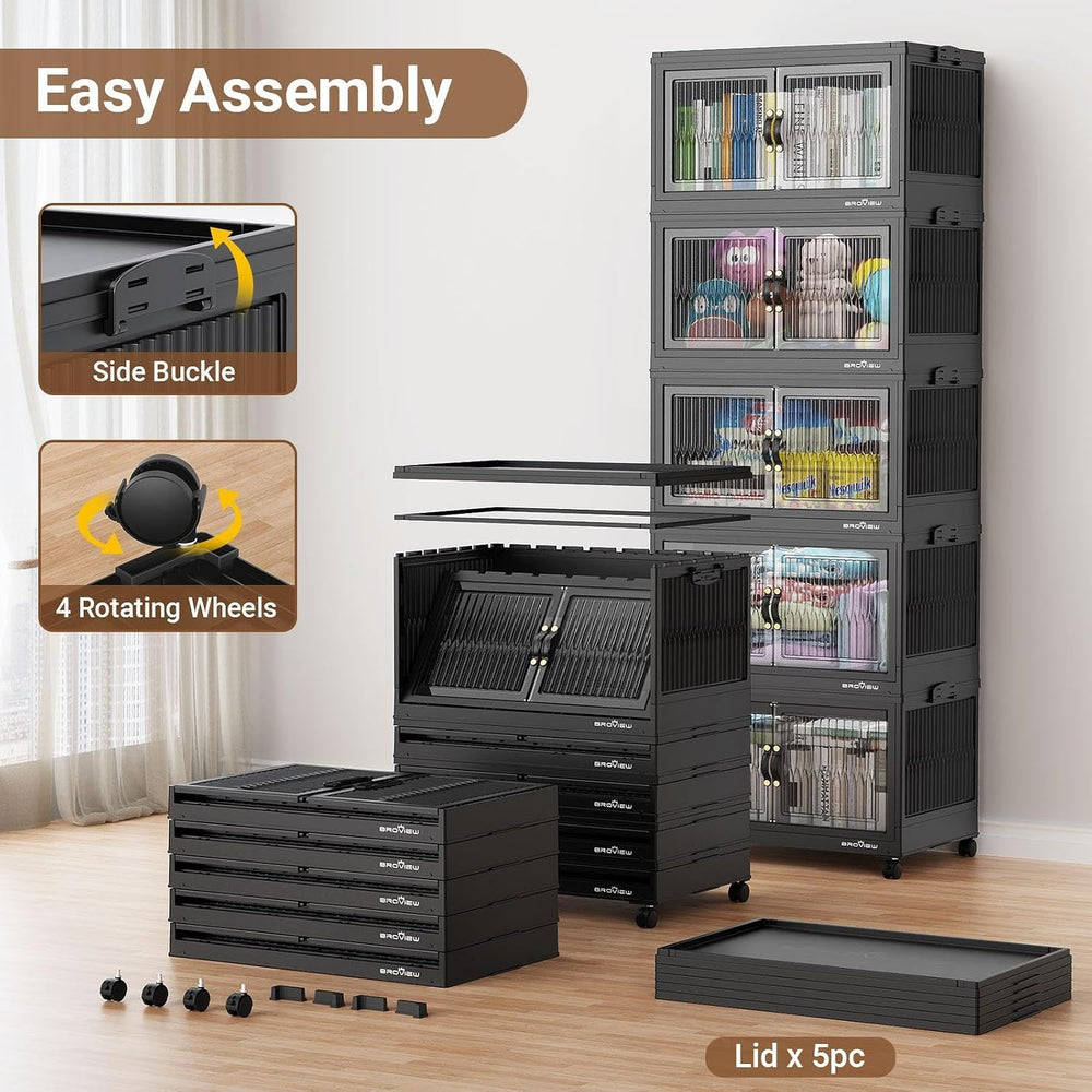 BROVIEW 400Qt Stackable Storage Bins with Lid, Extra Large Closet Organizer C...