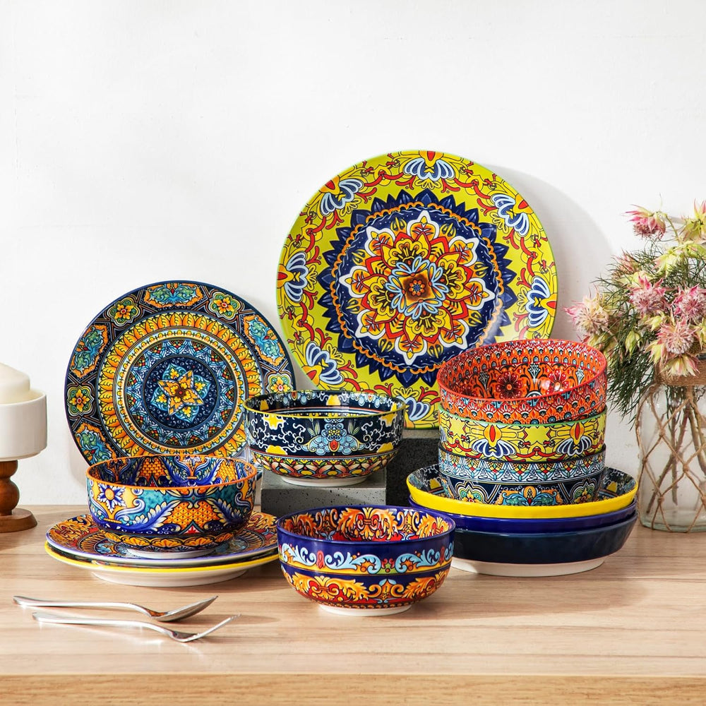 vancasso Cereal Bowls Set of 6, 28oz Porcelain Soup Bowls, Colorful