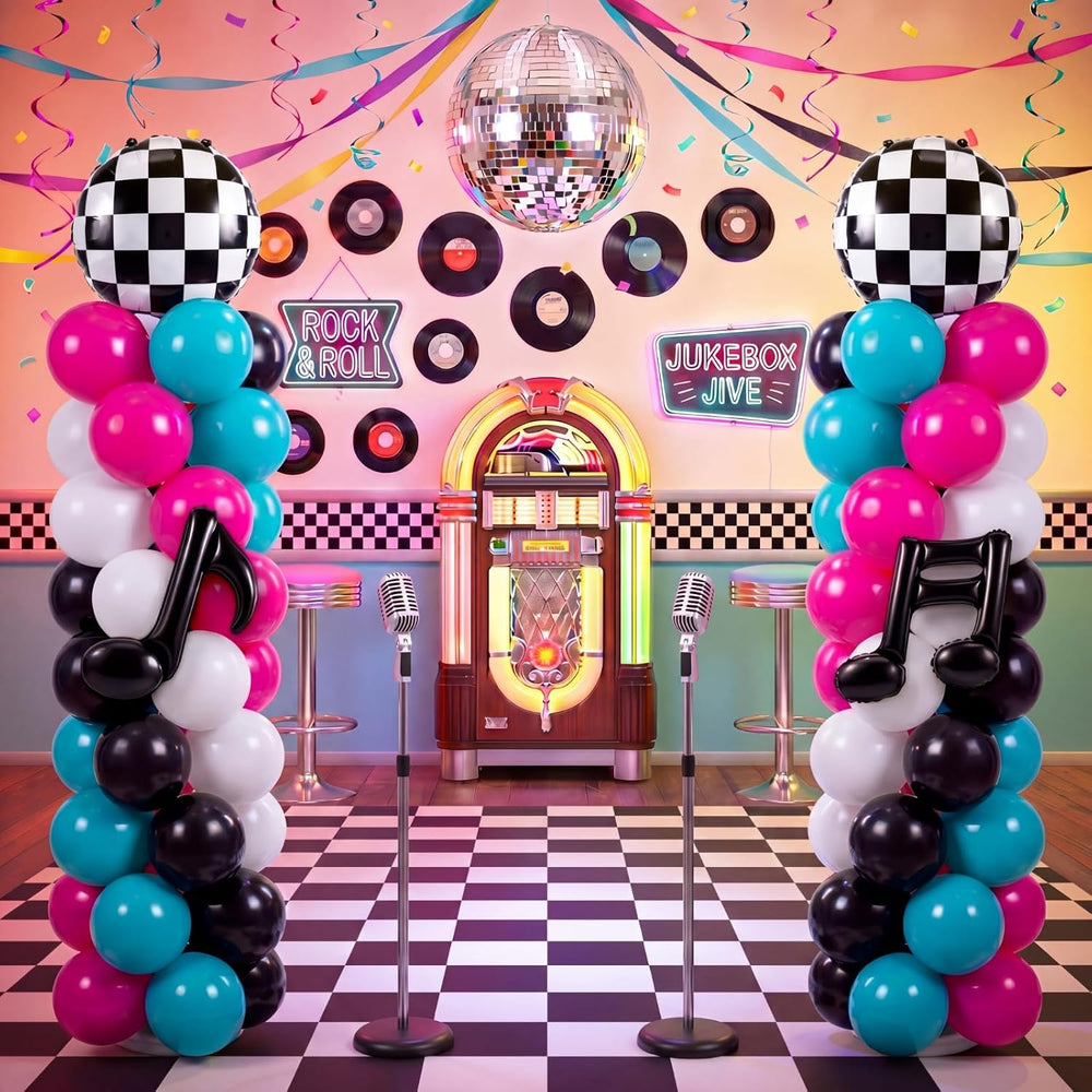 Arrowbash 2 Sets 165 Pcs 50s Rock and Roll Party Balloon Column Stand Kit