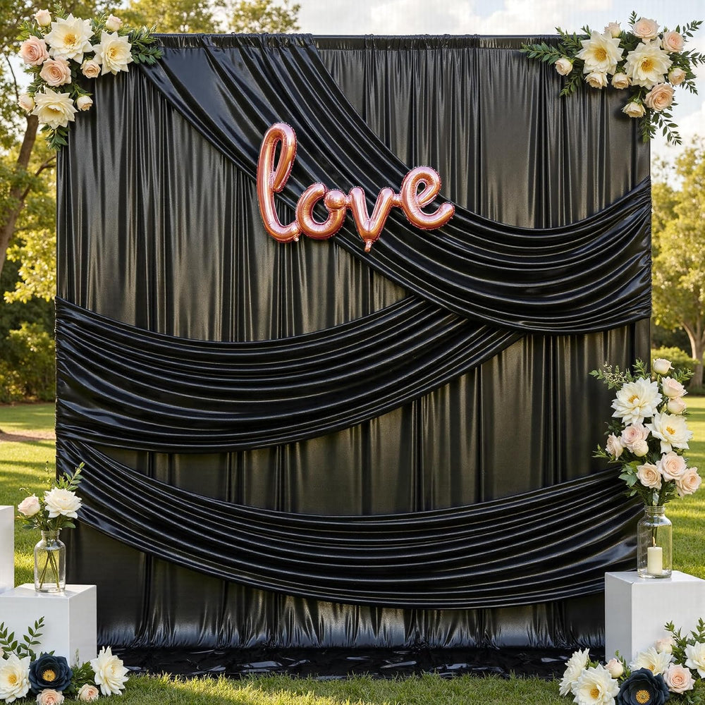 10x12FT Black Sequin Curtains Backdrop, Wrinkle Free Fabric for Halloween