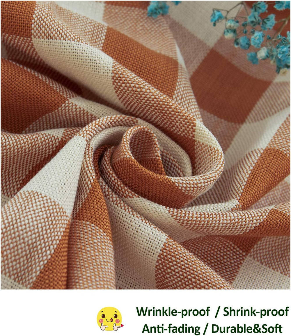 Fall Thanksgiving Orange Gingham Tablecloth 55”x84”