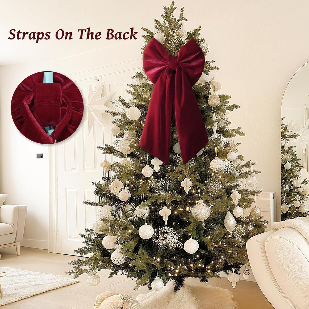 Christmas Decorations - 2 Pack Large Red Velvet Christmas Bows