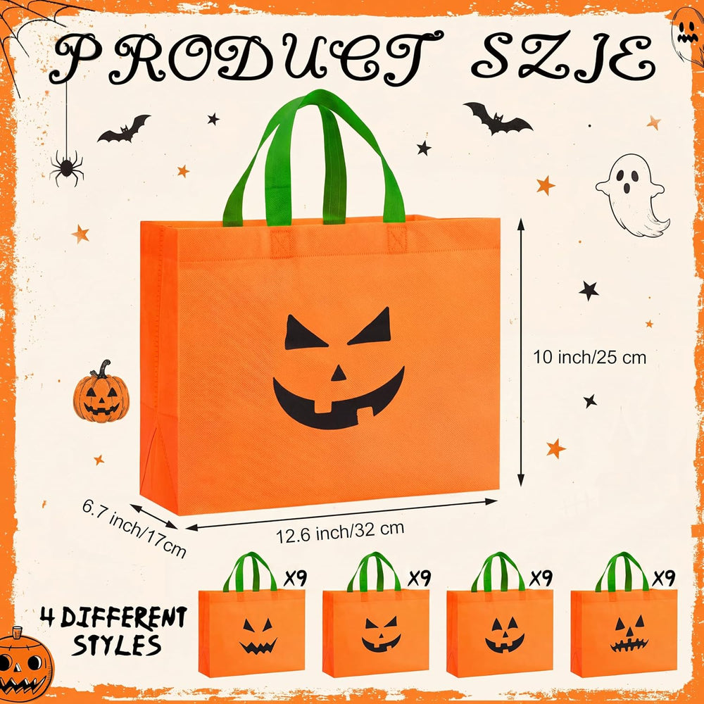 36 Pcs Large Halloween Treat Tote Bags Non Woven Gift Bags 13" x 10"...