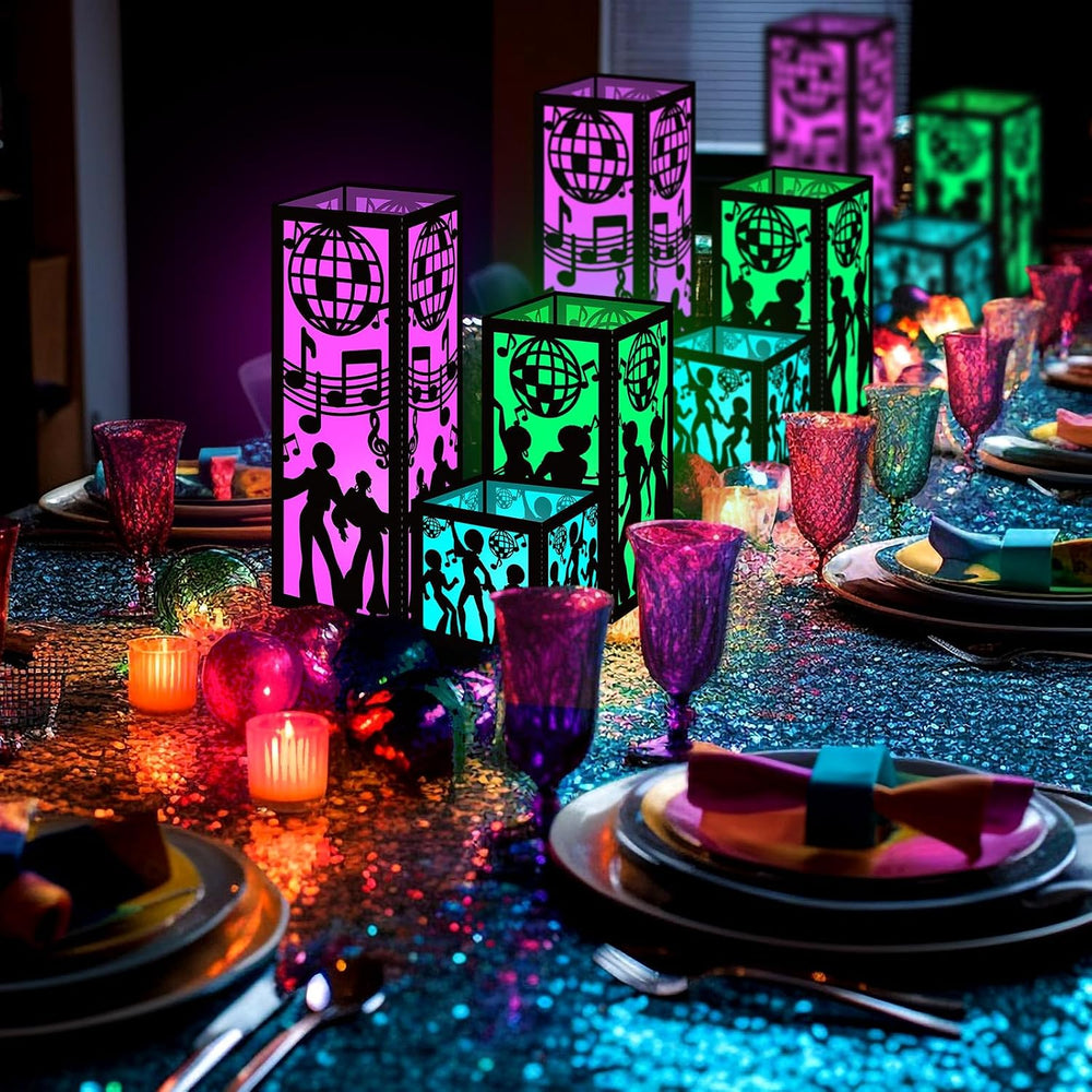 Rossesay 24 Pcs Disco Lantern Table Centerpiece for 70s Music Party Decor