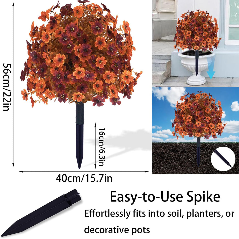 2Pcs 22" Faux Artificial Fall Topiary Ball Flowers for Outdoors, Fake Plant