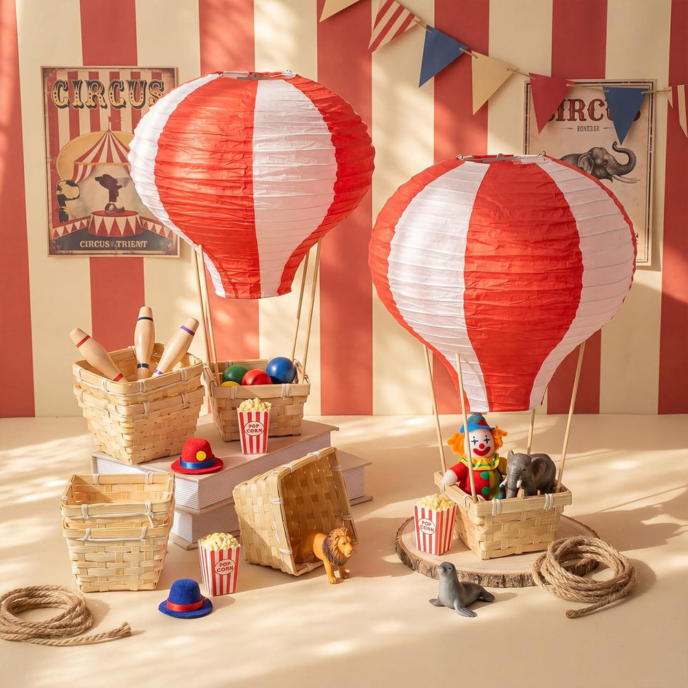Meooeck 8 Sets Red Hot Air Balloon Table Centerpieces Decor