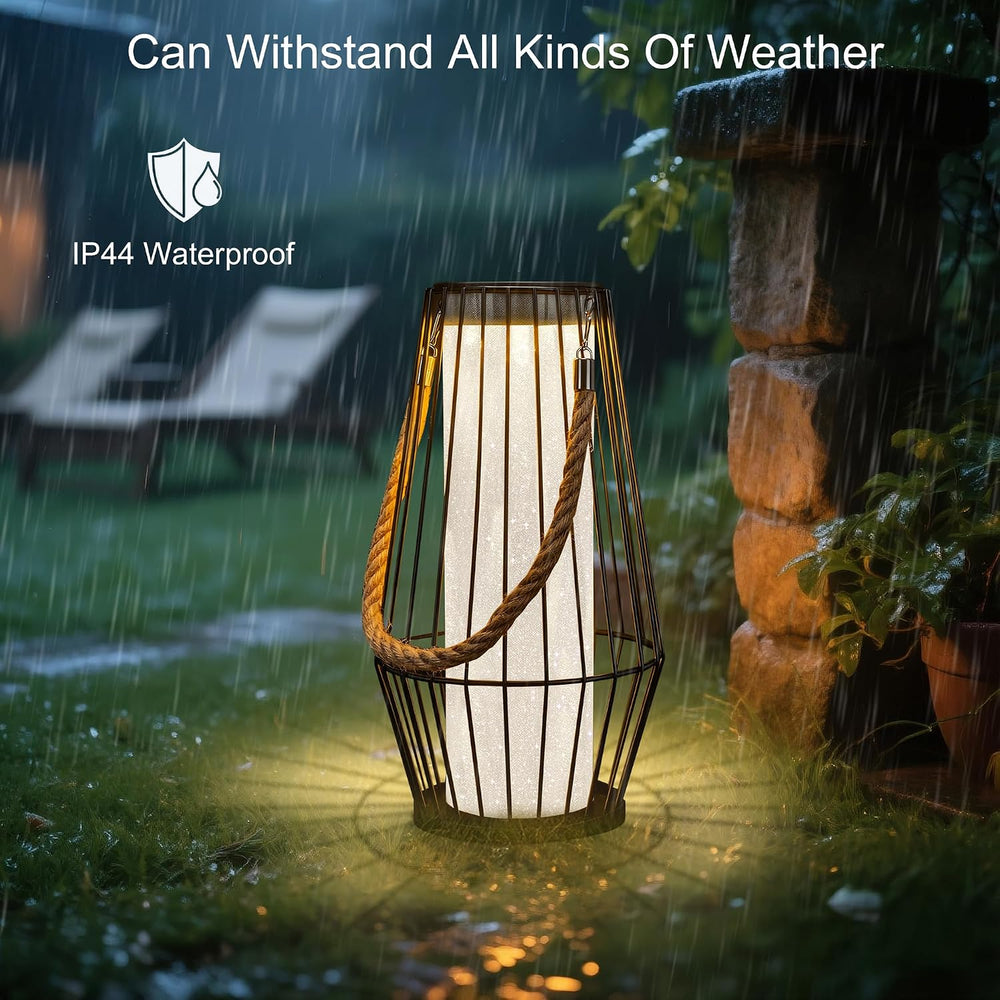 13.5" Outdoor Solar Lantern, Hanging & Tabletop Metal Light for Pati...