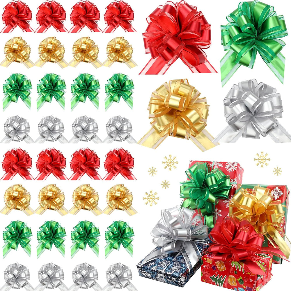 Riceshoot 60 Pcs Christmas Large Pull Bows Ribbon Gift 6 Inch Pastel Gift Wra...
