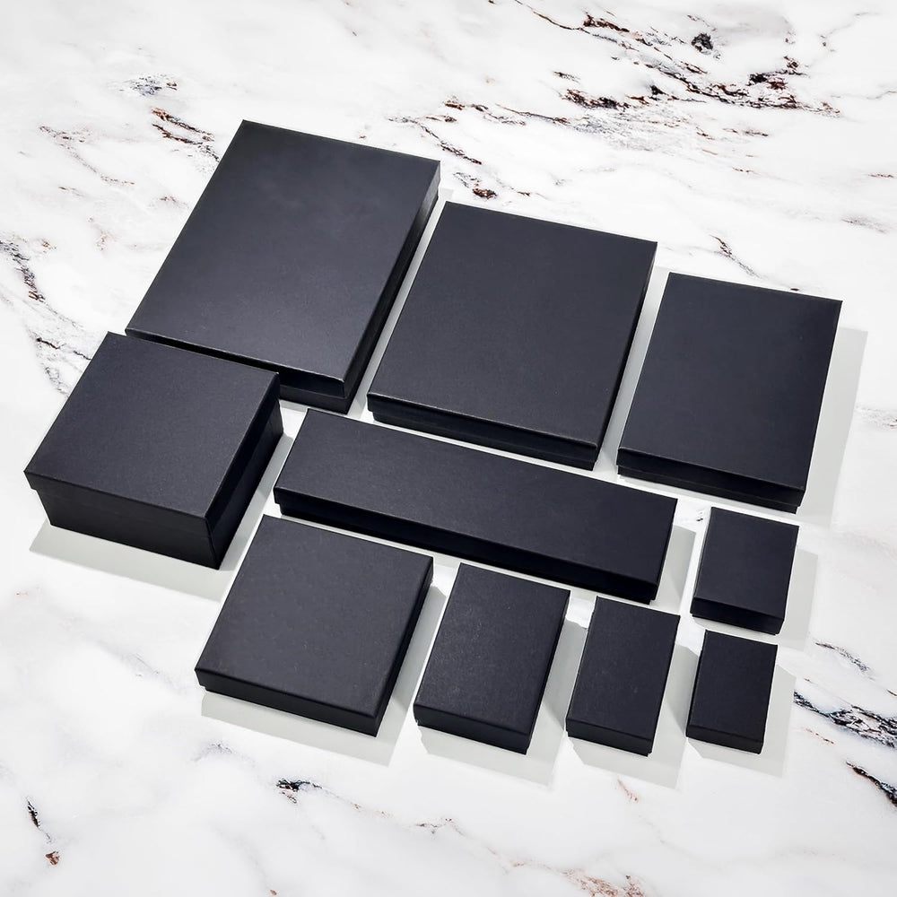 TheDisplayGuys 25 Cardboard Jewelry Gift Boxes with Inserts - Matte Black
