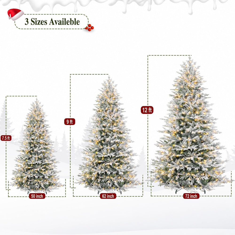 7.5FT Prelit Premium Flocked Christmas Tree, 3325 Realistic Tips
