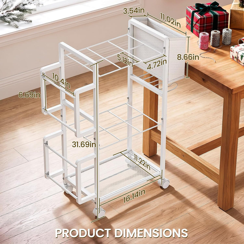 Lewondr Wrapping Paper Organizer Storage, Rolling Gift Wrap Storage Stand