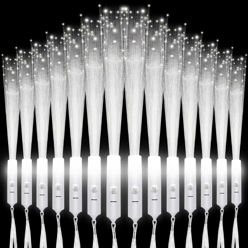 200 Pcs White Fiber Optic Wands Bulk, 10 Inch LED Glow