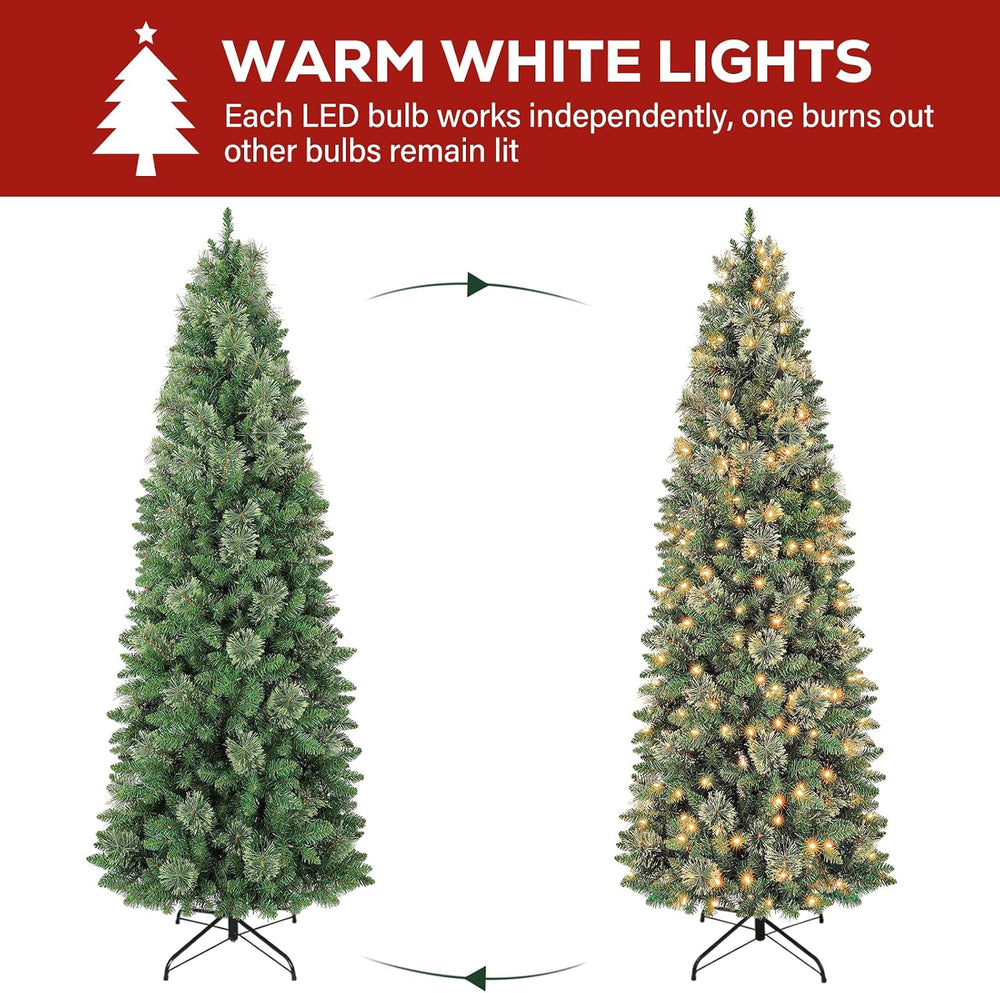 Hykolity 6 ft Pencil Prelit Christmas Tree with Pine Needles