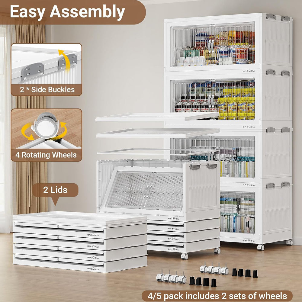 BROVIEW 600Qt Stackable Storage Bins with Lid for Home Dorm, 3Pack White