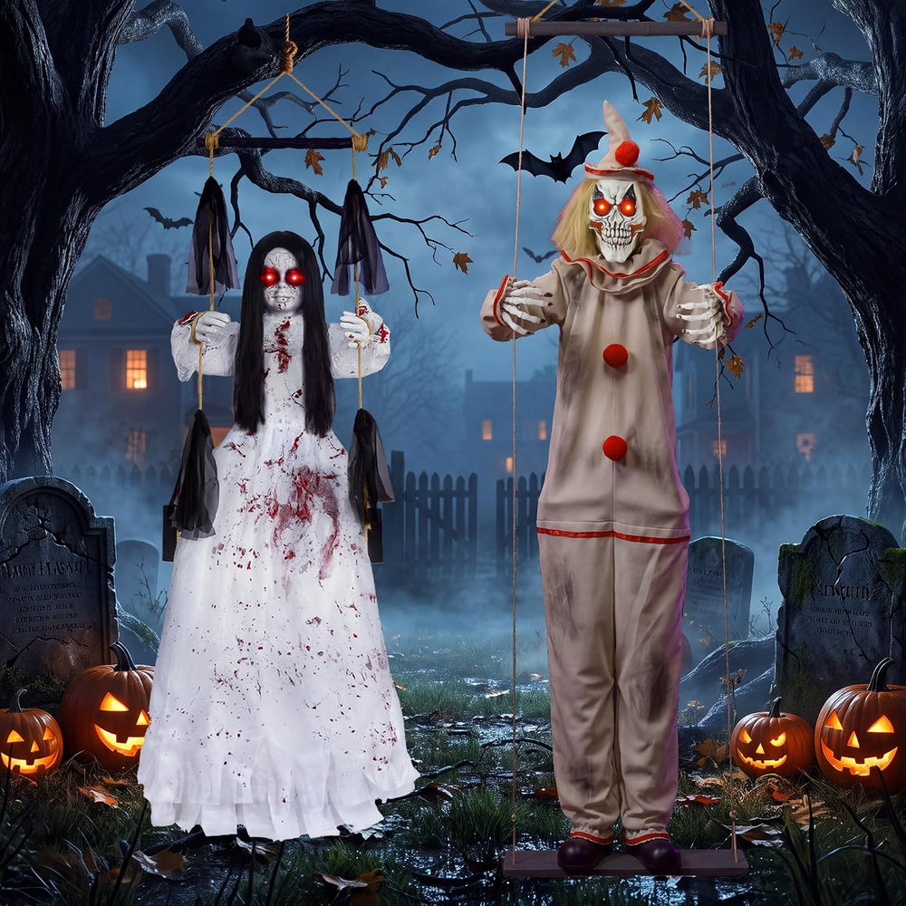 Halloween Decorations Outdoor, 5.9FT Scary Hanging Swinging Clown