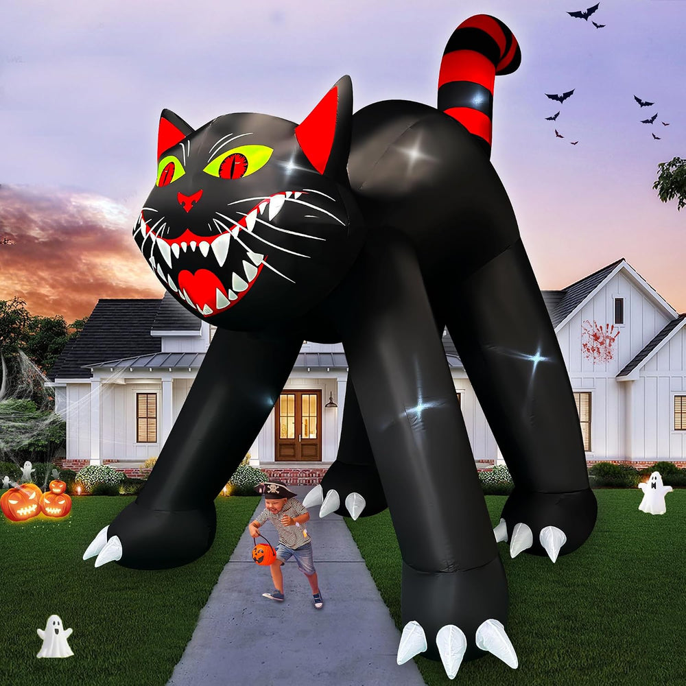 SEASONBLOW 14 Ft Giant Halloween Inflatable Black Cat Outdoor Decoration