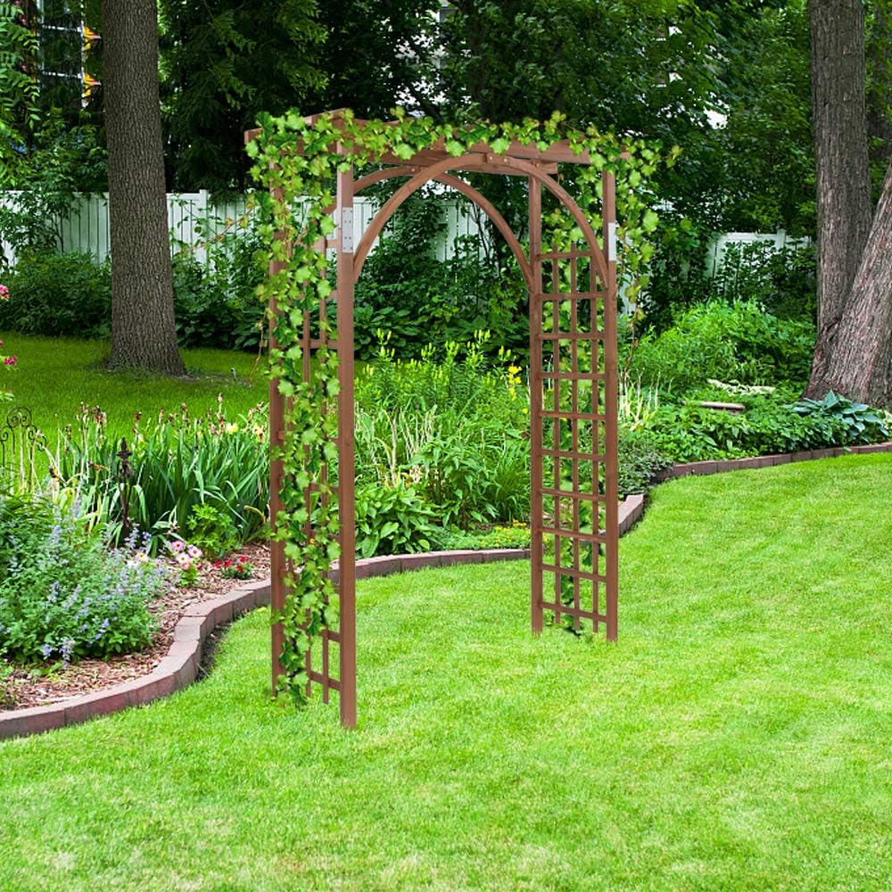 7FT Wooden Garden Arbor - Bridal Party Decoration Arch, Wooden Trellis for Pl...