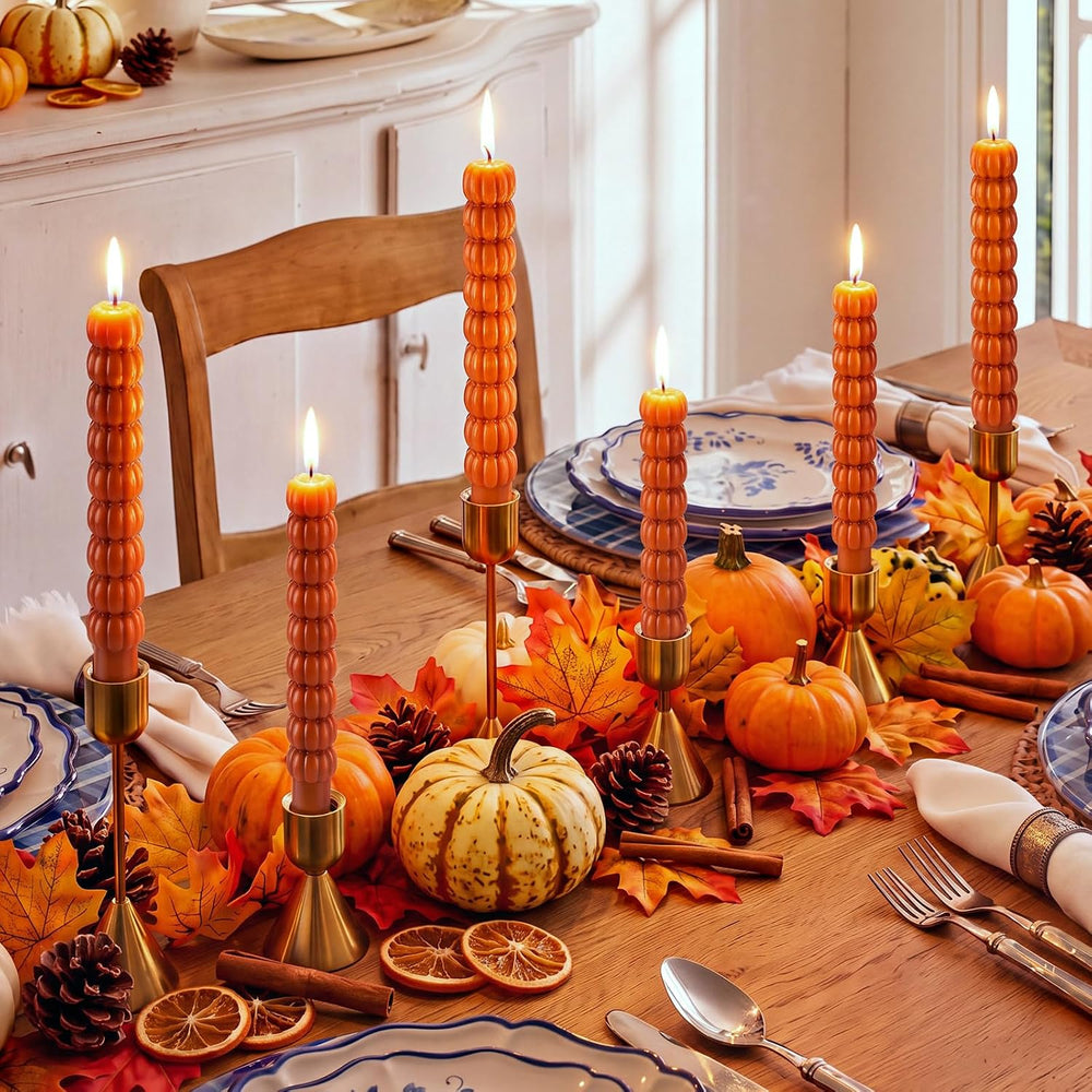 6 Pcs Thanksgiving Candlesticks Fall Taper Candles Pumpkin Decor Gifts