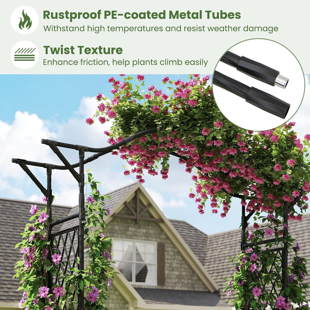 Giantex Garden Arch Trellis, 67''W x 83''H Metal Arbor with C...