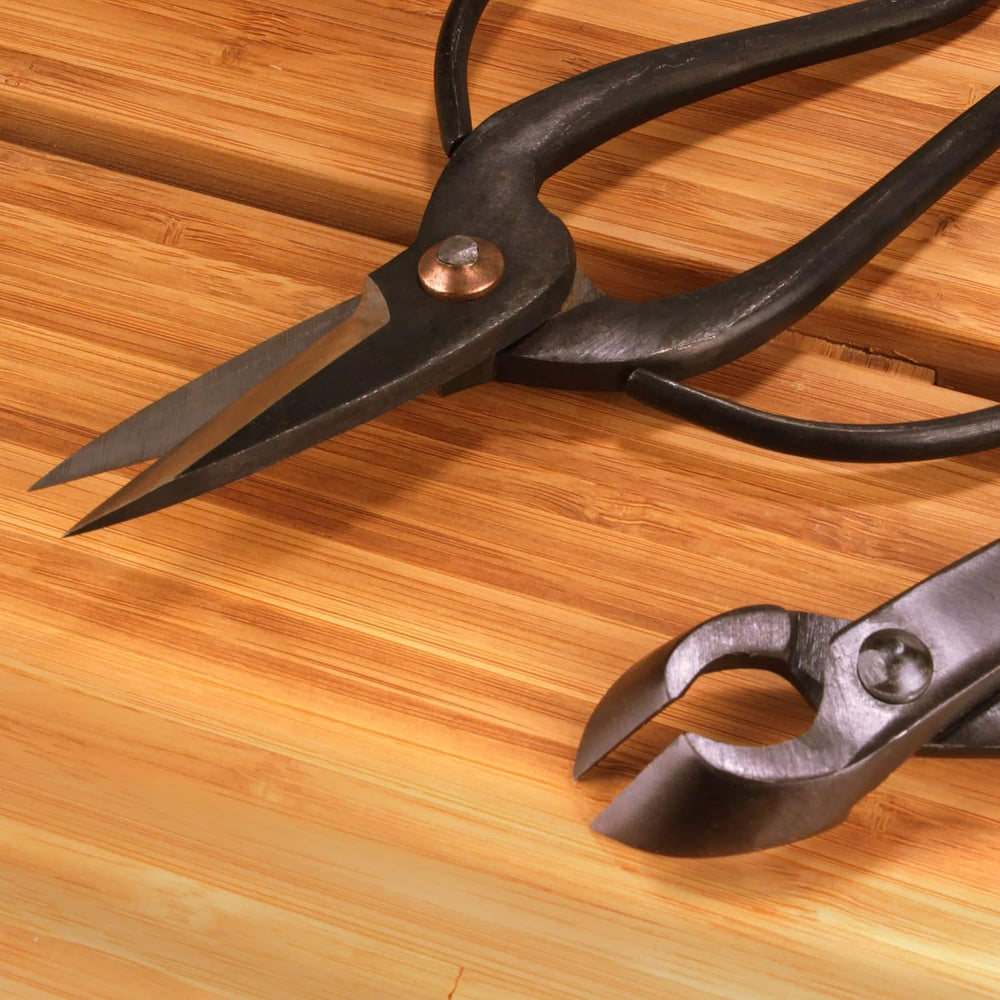 BambooMN Bonsai Basics Set - 8" Concave Cutter, 7" Heavy Duty Shear...