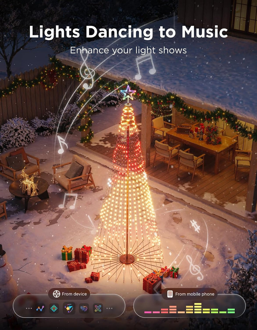 Govee Christmas Cone Tree Lights, 12ft 1210 LEDs RGBIC Christmas Tree Light