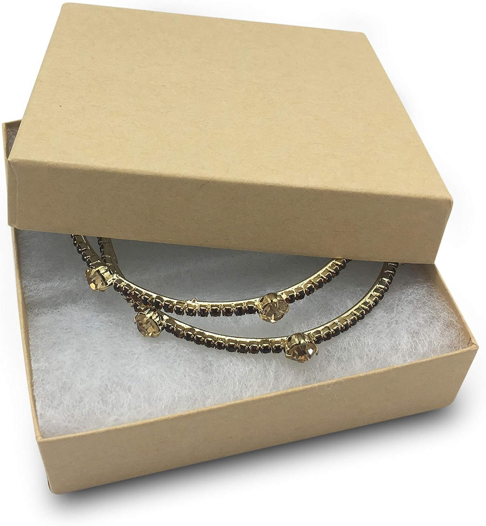 TheDisplayGuys 100 Cardboard Jewelry Gift Boxes with Inserts - Kraft Brown