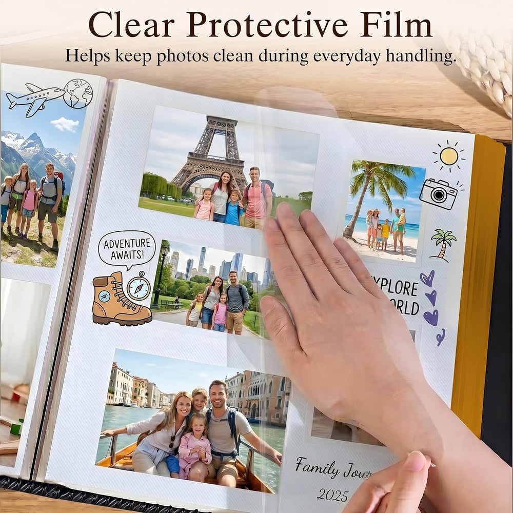 Dark Brown Large Self-Adhesive Photo Album, PU Leather Cover