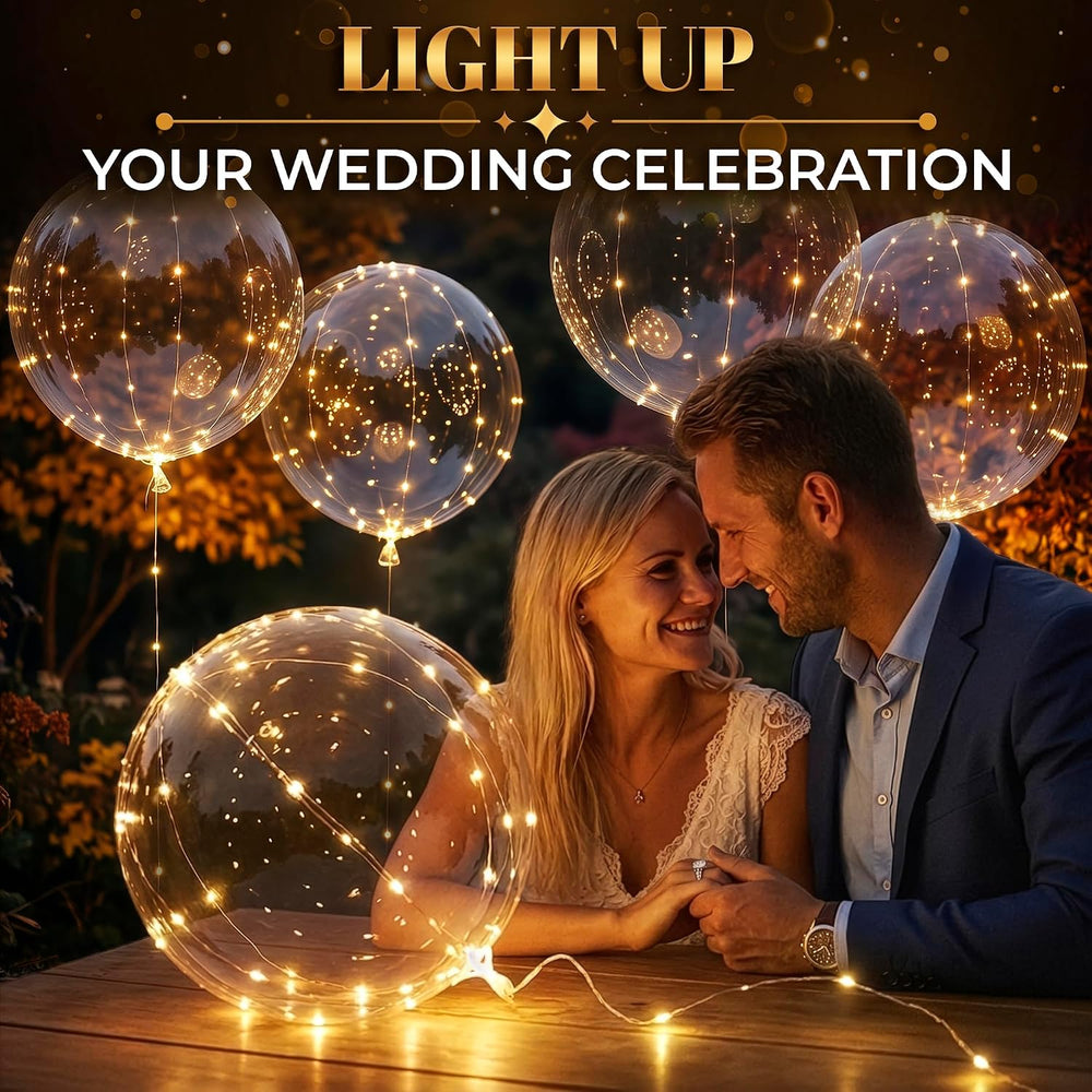 20 Pcs Gold LED Balloons Light Up Balloons, 18 In Balloon Lights