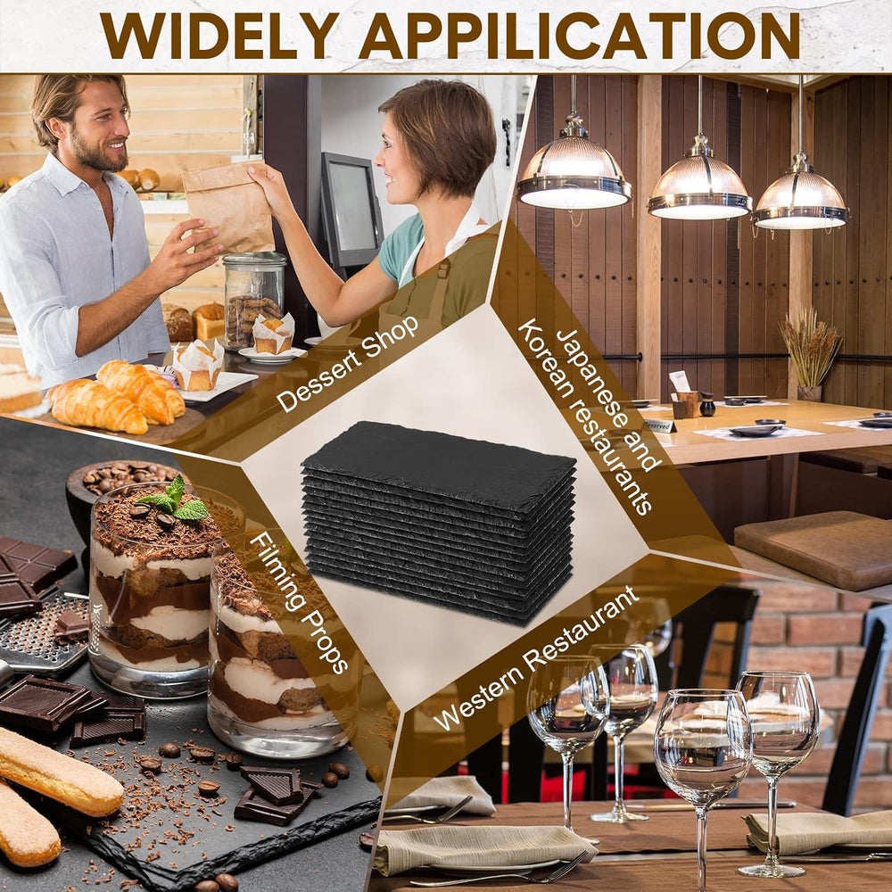 15 Pcs 8 x 4 Inch Black Slate Charcuterie Boards Bulk