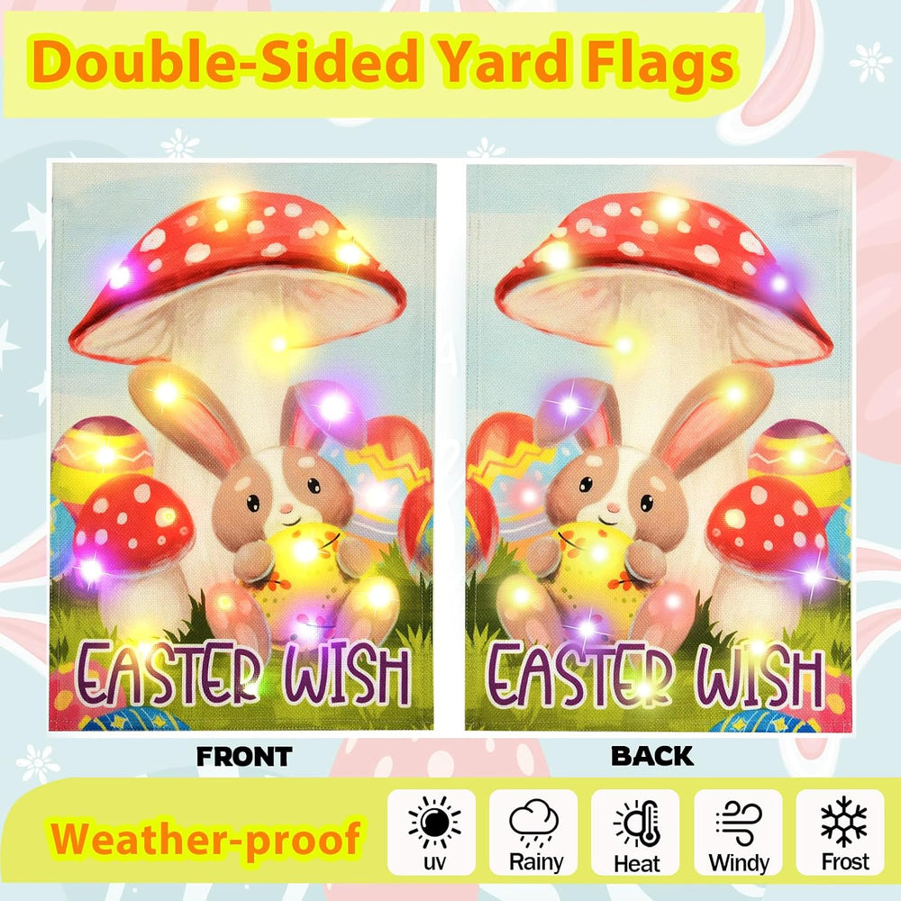 Seasonal Garden Flags Set of 12, Lighted Solar, 12x18 In