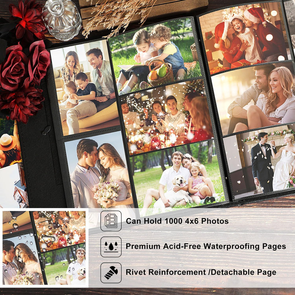 Lanpn Photo Album 4x6 1000 Pockets, Extra Large Big Capacity Linen OUR MEMORI...